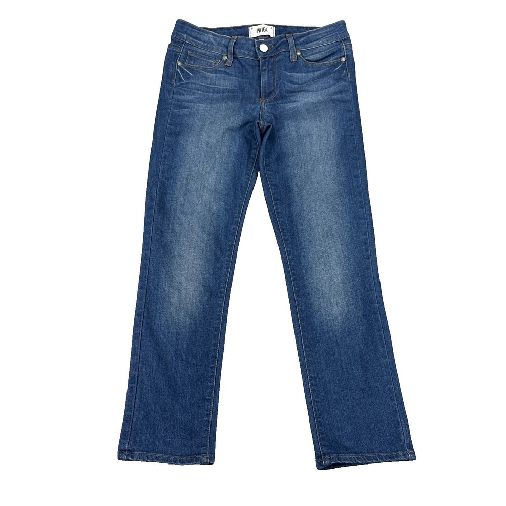 Paige Kylie Crop Jeans Womens Size 27‎ Blue Denim Stretch Low Rise Straight Leg
